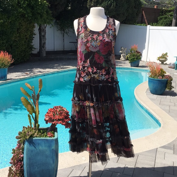 Johnny Was Dresses & Skirts - Johnny Was Short Sleeve Long Mesh Dress